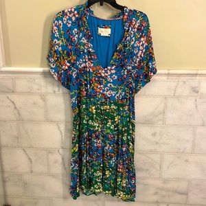 ANTHROPOLOGIE Women's size L Robin Floral Tiered Dress Flouncy Flowy Ruffle
